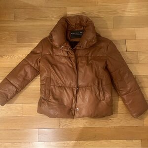 Bagatelle Brown Faux Leather Puffer Jacket